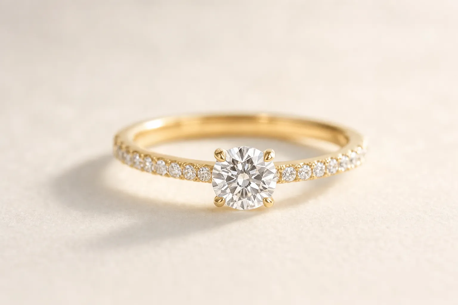 Pavé-set ring band with tiny diamonds placed close together